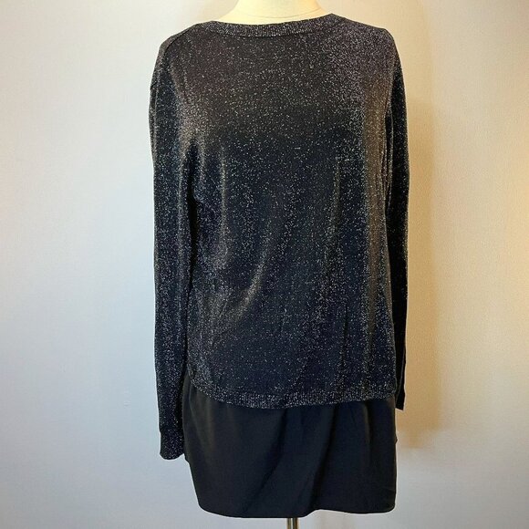 Bianca Nygard Women's Black Silver Fall Fashion Knit Sweater - Size Large - NWT - Picture 1 of 4